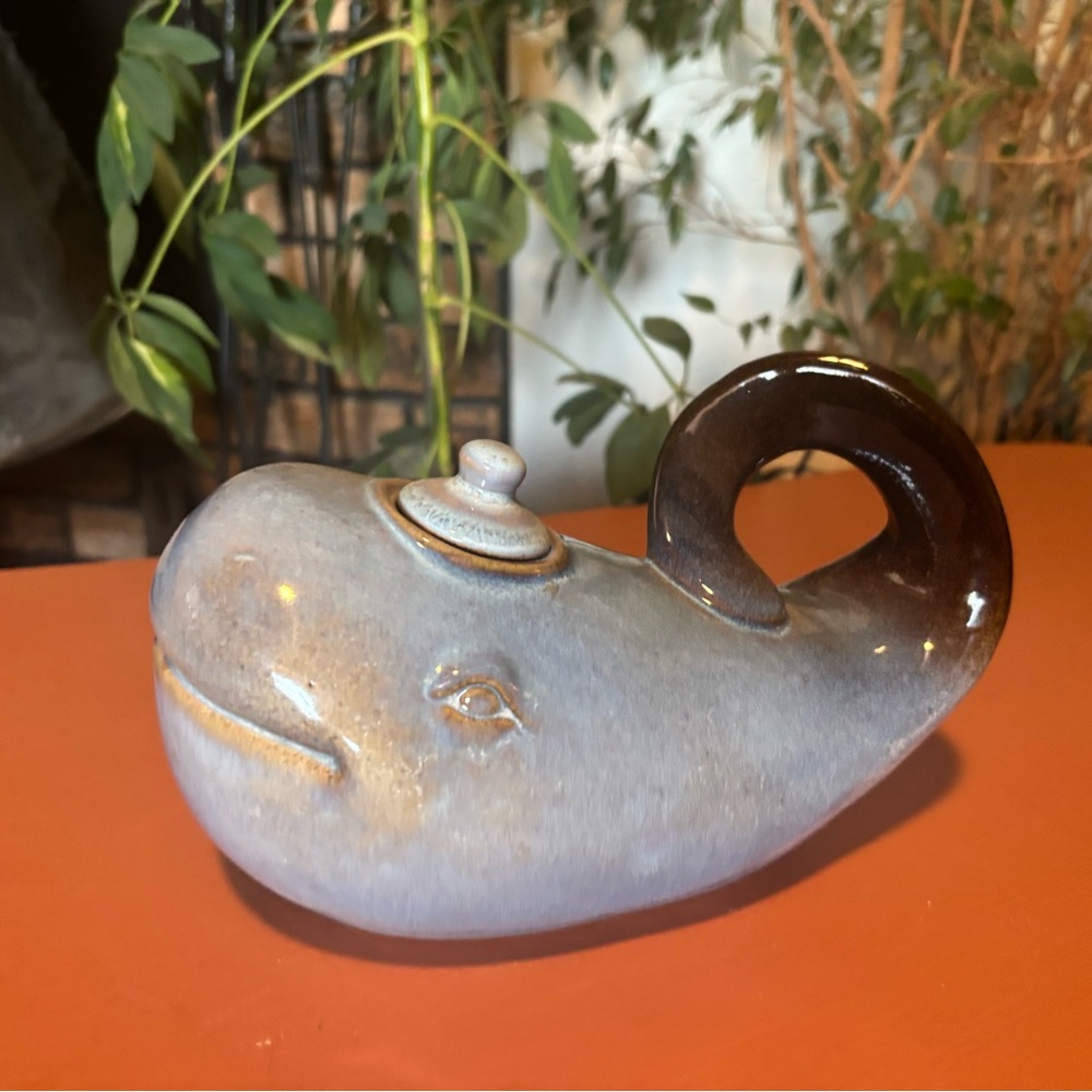 Ceramic Whale Teapot in Blue and Brown